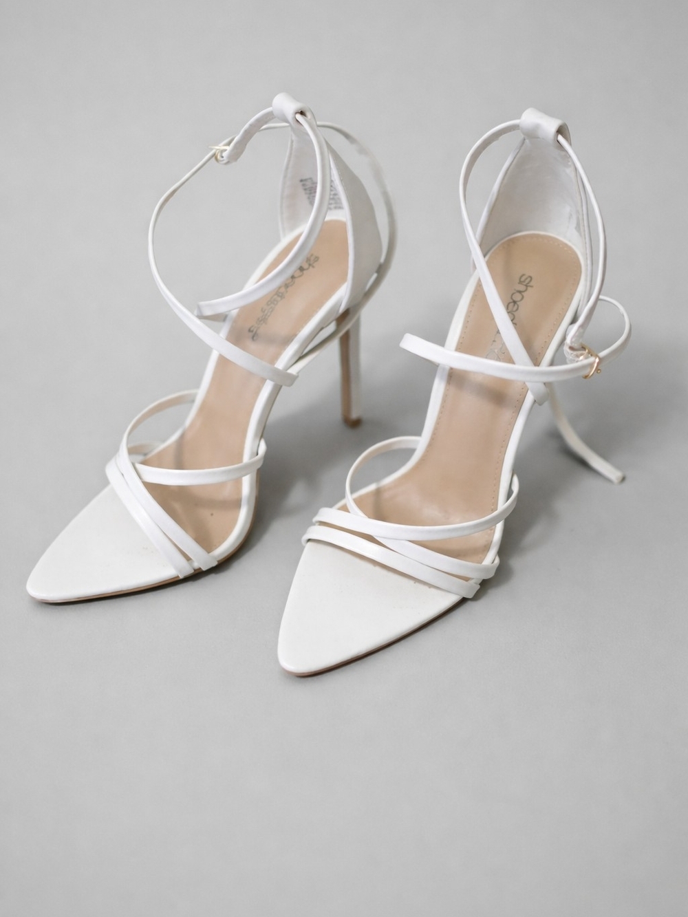 Grace White Strappy Stiletto Heels